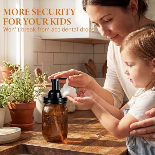 Amolliar Plastic Mason Jar Foaming Soap Dispenser Pump Lid