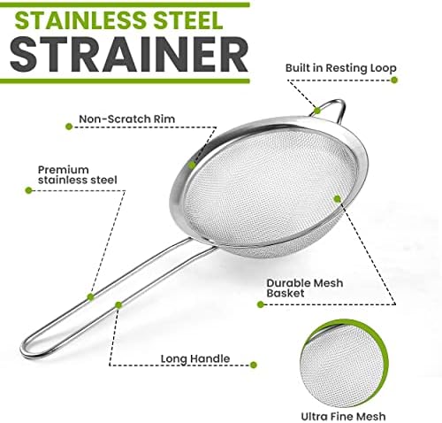 Set of 2 Stainless Steel Mesh Strainers for Kitchen - 5.5 inch Round