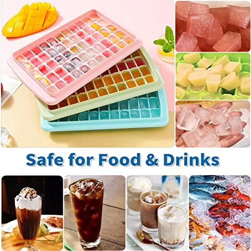2Pack Ice Cube Tray with Lid and Bin for Freezer, Easy Release 55 Mini