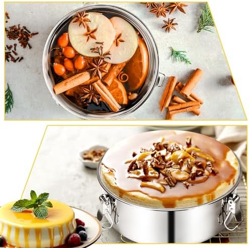 Maxcheck 3 Pack Flan Mold with Lid 1.5QT Stainless Steel Flan Pan