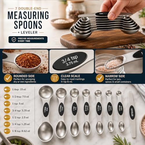 16 Pieces Measuring Cups and Magnetic Measuring Spoons Set Stainless