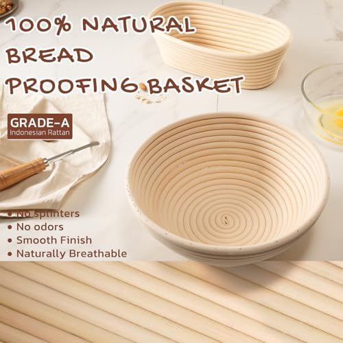 Astercook Sourdough Starter Kit, Round & Oval Banneton Basket