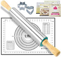 Rolling Pin and Silicone Baking Pastry Mat Combo Kit