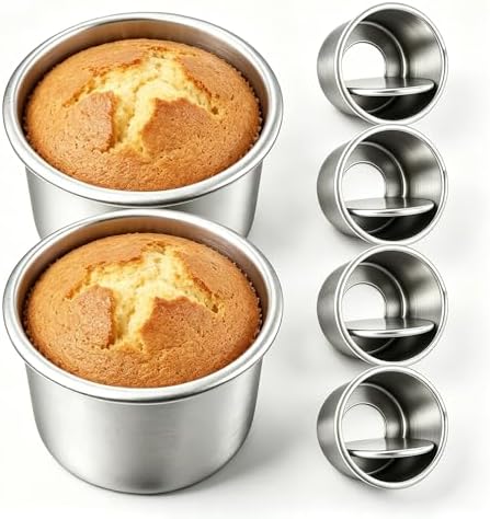 Toyvian 6Pcs Round Cake Pans 2.51 Inch Removable Bottom Cake Molds for
