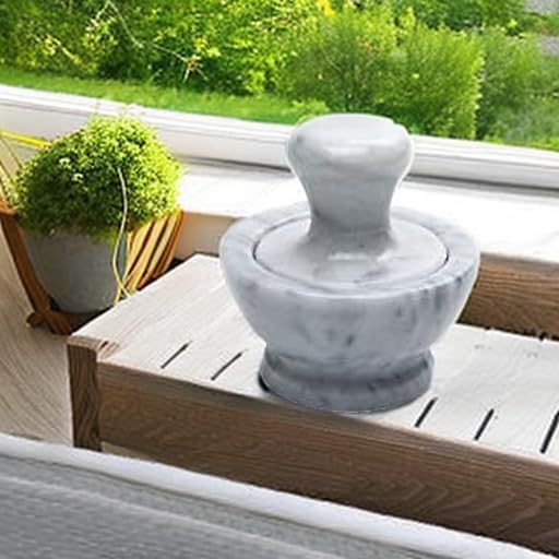 Fox Run Marble Mortar and Pestle Set, White, 4"
