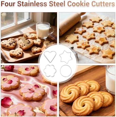 Adjustable Rolling Pin with Thickness Rings, Wooden Dough Roller & 12