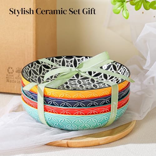 DOWAN 8.5" Vibrant Pasta, Salad & Soup Serving Bowls Set of 4