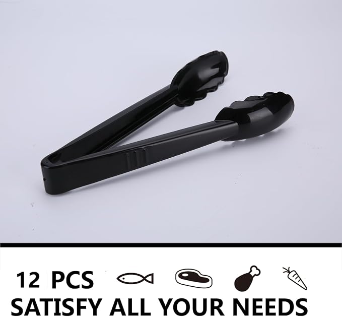 Plastic Tongs for Kitchen, Disposable Utensils Set, 12 Pieces, 9 Inch Heavy - Image 4