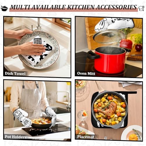8 Pcs Farmhouse Kitchen Decor Accessories Set 4 Black White Kitchen
