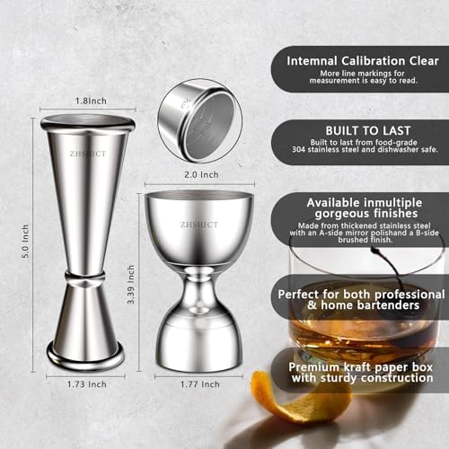 2 Pack Jiggers for Bartending, Heavy Duty Bell Jigger & Japanese