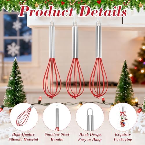 24 Sets Christmas Whisk Gift Sets Xmas Party Favors Includes 10 Inch
