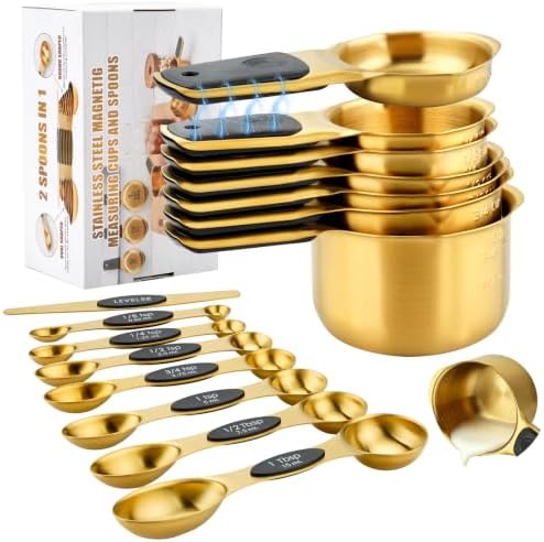Stainless Steel Magnetic Measuring Cups and Spoons Set of 15