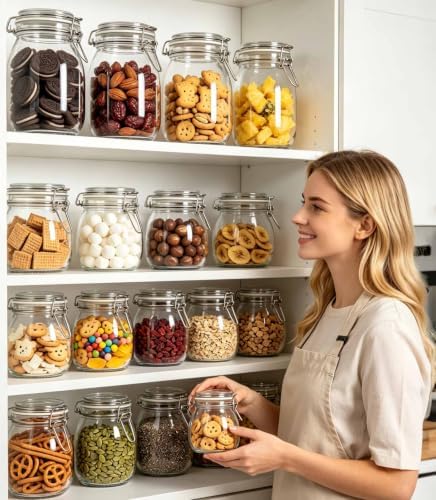 17 oz Glass Jars 4Pack with Airtight Lids,Wide Mouth Food Storage