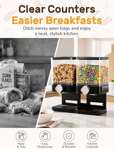 Dual Cereal Dispenser, 7.4L Large Cereal Storage Container