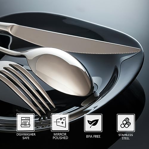 SANTUO Stainless Steel 12PCS Dinner Set combo with 4 Dinner Knives, 4