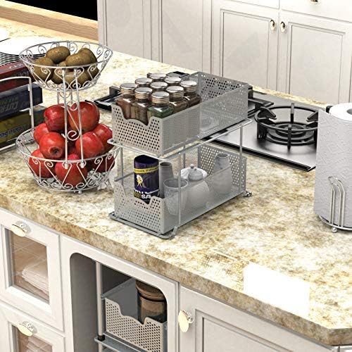 SIMPLE HOUSEWARE 2 Tier Sliding Cabinet Basket Organizer Drawer