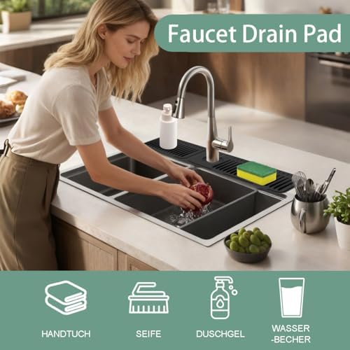 24 Inch Faucet Mat for Kitchen Sink Silicone Folding Faucet Mat for