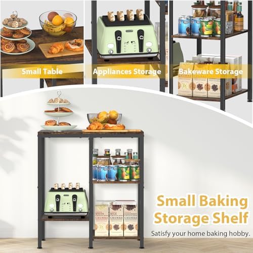 OGEMXU 4-Tier Adjustable Microwave Cart, Brown