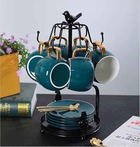 Coffee Mug Tree, Coffee Cup Holder for Countertop with 6 Hooks, Tea