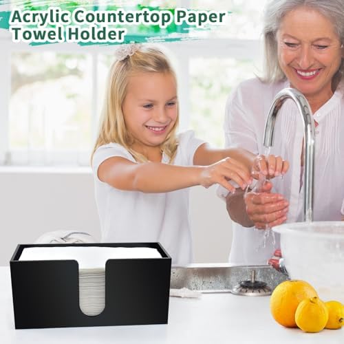 Countertop Black Acrylic Paper Towel Holder, 2 Pack