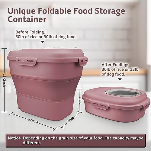 Komzon Rice Storage Bin Cereal Containers, 13-50lb Collapsible Rice