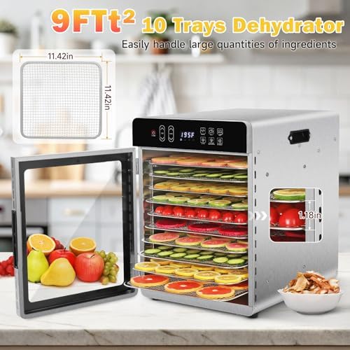 SUCISENI 10-Tray Stainless Steel Food Dehydrator