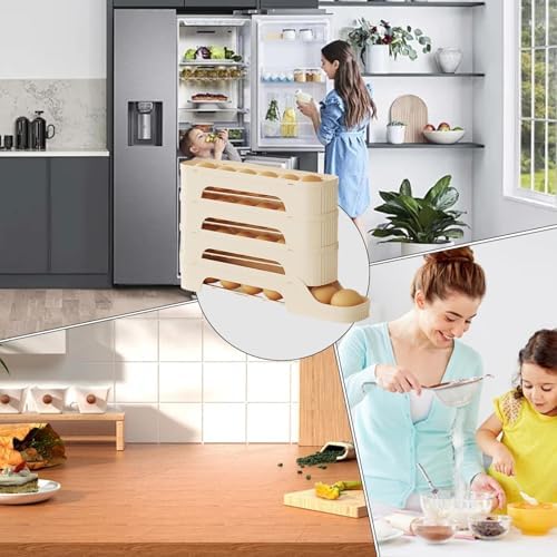 Fridge Egg Holder Multi Tier Rolling Egg Dispenser Fridge Storage Rack
