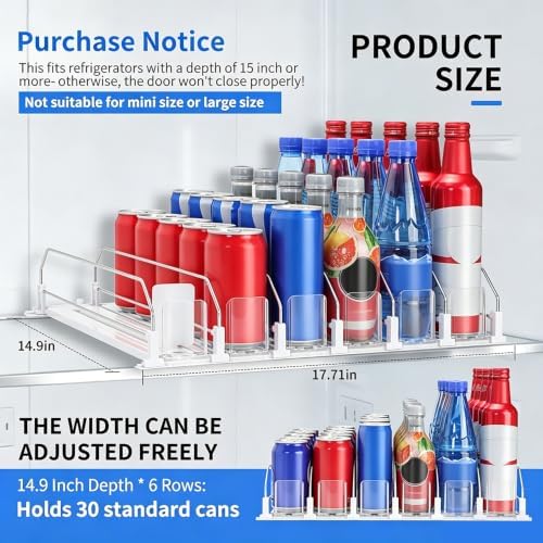 Drink Organizer for Fridge, Self-Pushing Soda Can Organizer for