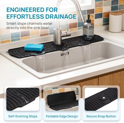 Button Silicone Faucet Drain Pad, Kitchen Sink Faucet Mat