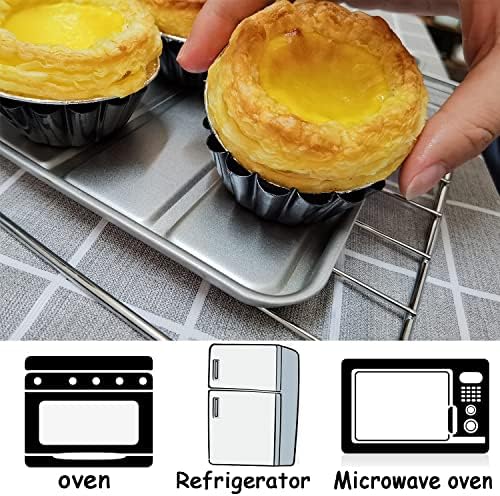 12PCS 2.6" Egg Tart Molds, Mini Carbon Steel Non-Stick Baking Pans