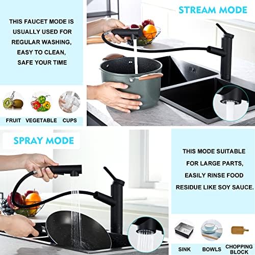 CREA Black Kitchen Bar Faucet with Pull Out Sprayer