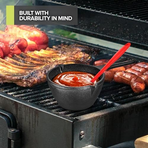 Modern Innovations Cast Iron Melting Pot for Grill Cooking, Basting Pot, Saucepan, Simmer Sauce and Butter, Small Pot, Mini Bowl for Sauces
