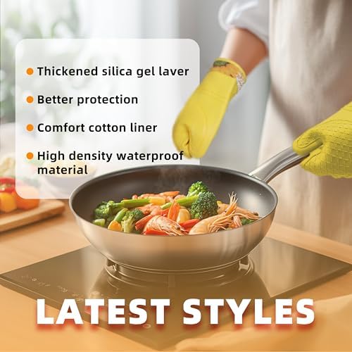 Silicone Oven Mitts, Cotton Lined, 13"