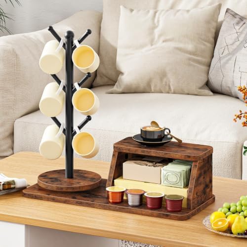 HOOBRO Mug Holder Tree, 360° Rotating, Coffee Cup Holder with 6 Metal