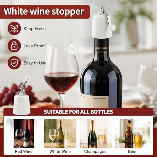2-Pack Wine Bottle Stoppers, Reusable Airtight & Leak-Proof Sealers