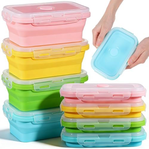 8 Pcs silicone food storage containers, 17 Oz/500 Ml Silicone Bowls