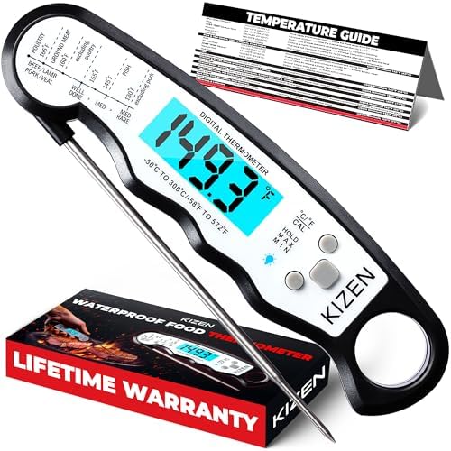 KIZEN Instant Read Digital Meat Thermometer, IP67 Waterproof