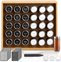BOURBON & BARREL Wooden Spice Rack Organizer with Glass Jars