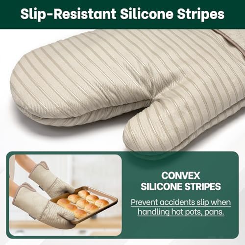 Beneno Heat Resistant 500°F Kitchen Oven Mitts 2-Pack, 7.5"x14.3"