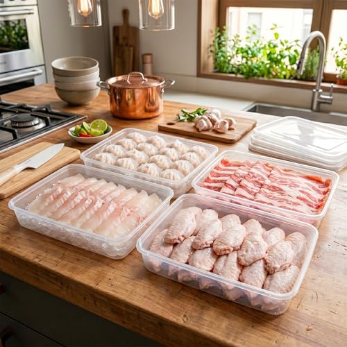 4PCS Dumpling Storage Containers with Lids, Transparent