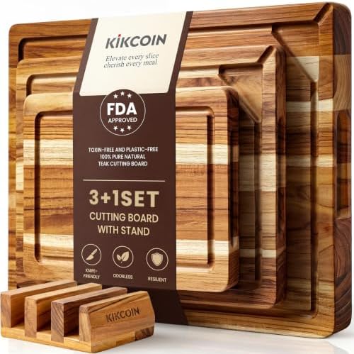 Kikcoin Teak Wood Cutting Board Set of 3