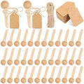Baderke 50 Sets 3 Inch Small Wooden Spoons with Tags Twine for Honey