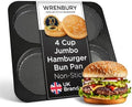 Wrenbury Hamburger Bun Pan Carbon Steel Nonstick - 4-Cavity Baking