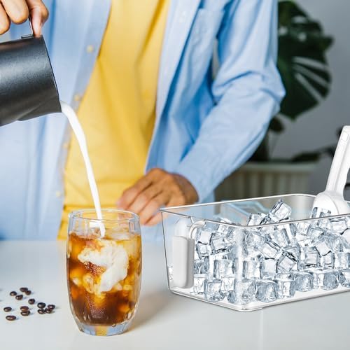 Havawish Ice Storage Bin and Flexible Scoop Set Plastic Freezer Bin