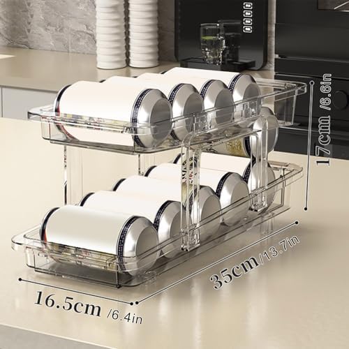 Clear Soda Can Organizer for Pantry/Refrigerator, 2 Tier