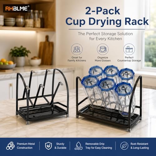 RHBLME 2 Packs Glass Drying Rack, Vertical Bottle Drying Rack Glass