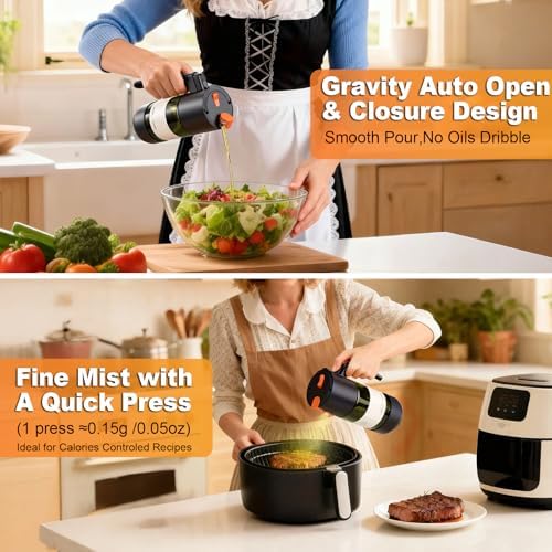 2-in-1 Oil Sprayer for Cooking, 500ml Dark Glass