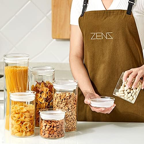 ZENS 10oz Glass Jars with Airtight Lid, 4 Pack Glass Kitchen Canisters