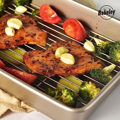 13 Inch Baking Pan With Rack Carbon Steel Nonstick Tray for Oven