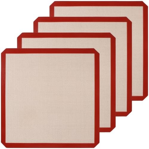 4 Pack 12" x 12" Reusable Silicone Baking Mat for 12 Inch Cake